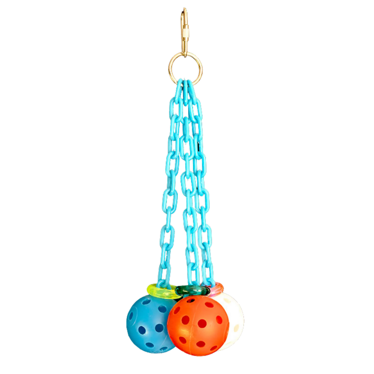 3 Small Plastic Balls On Plastic Chains Bird Toys