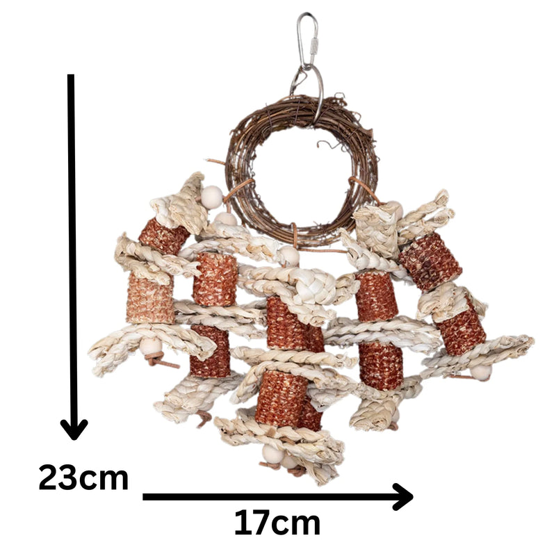 Cane Ring and Corn Husks Bird Toy